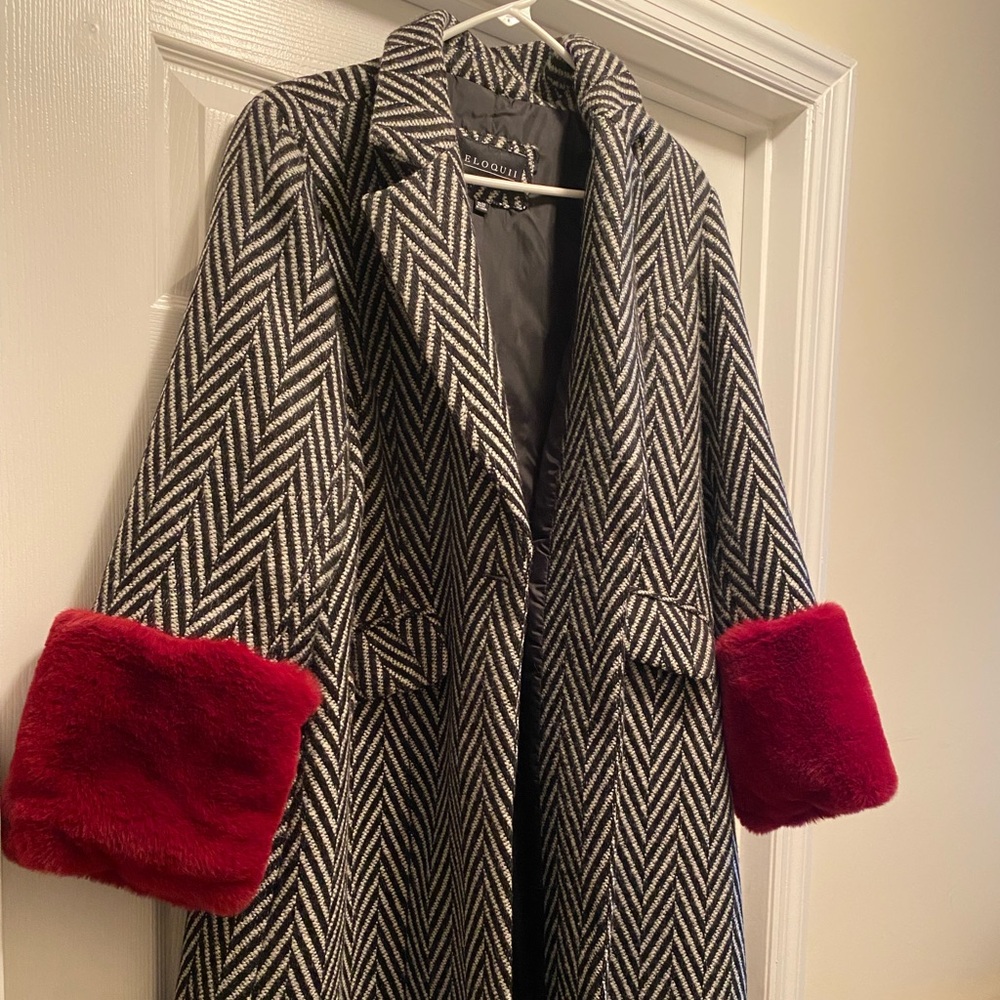 Gorgeous ELOQUII Car Coat with Faux Fur Cuffs. Never worn. 18/20